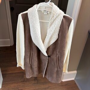 Simply Noelle Ivory Sherpa Knit Cardigan Jacket